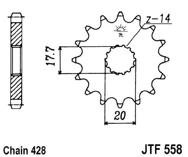 Priekinė žvaigždė JT JTF 558-16 16T, 428